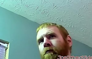 Ginger amateur with huge beard blown dry by mature