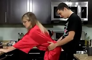 Old lady gets Breakfast Creampie from Son