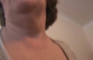 Mature hairy granny strips and teases erratically starts sucking weasel words through pants