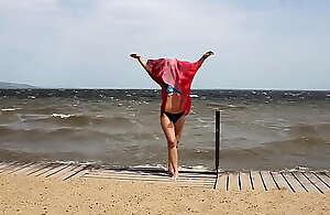 In swimsuit on Khuchugury beach